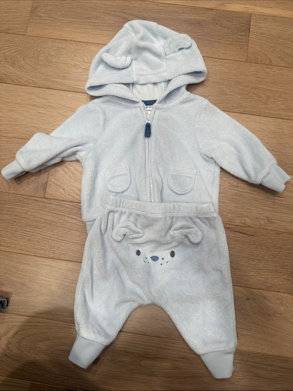 Carter's Light Blue Hooded Terry Matching Set